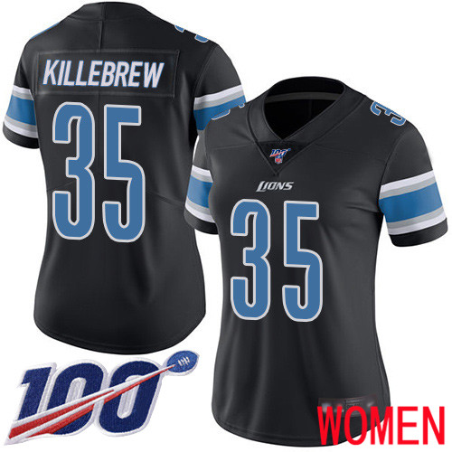 Detroit Lions Limited Black Women Miles Killebrew Jersey NFL Football #35 100th Season Rush Vapor Untouchable->women nfl jersey->Women Jersey